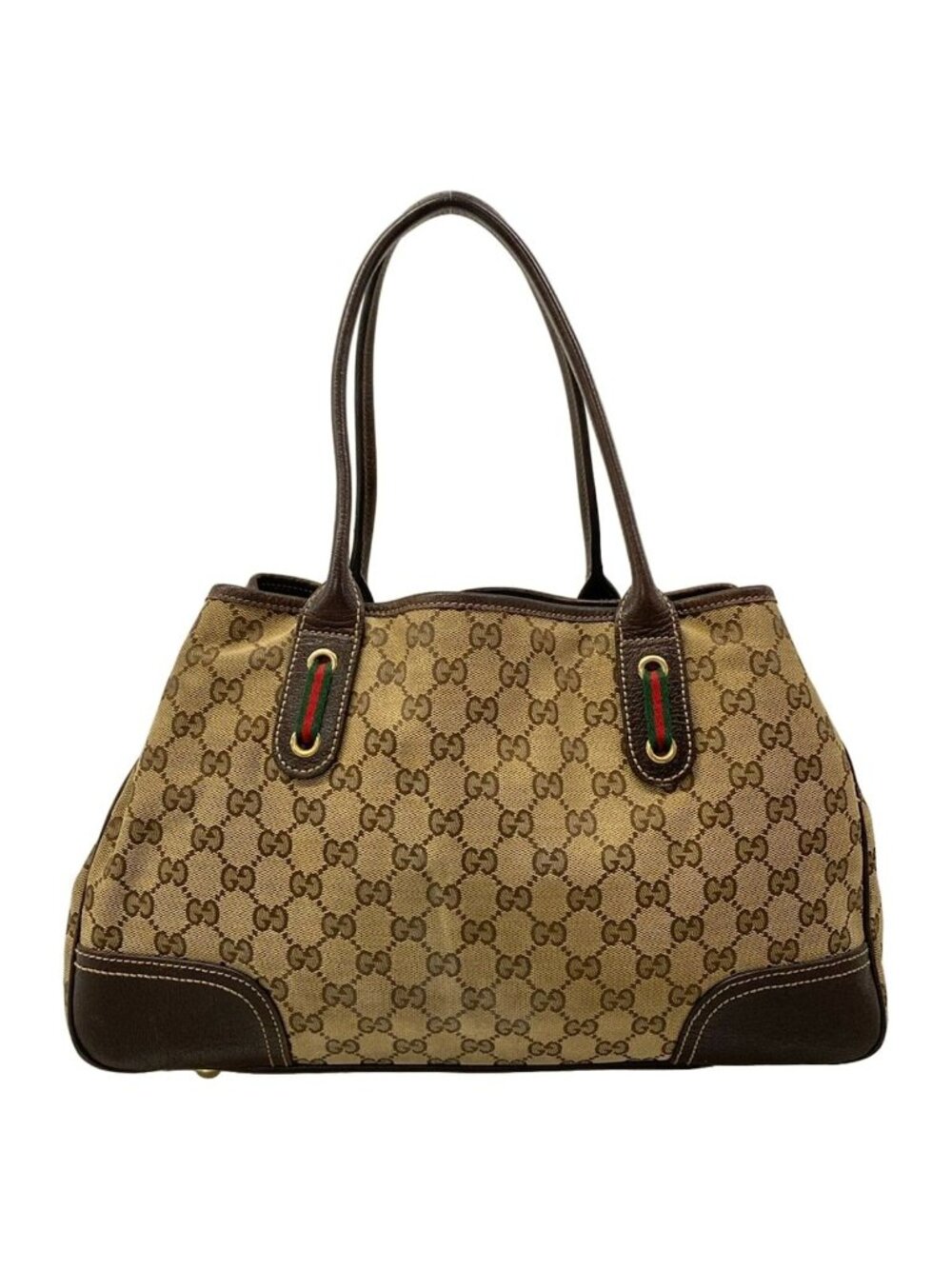 Gucci Tote Beige Dark Brown Leather - Picture 3 of 15